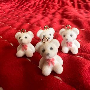 White Teddy Bears pendant charm for DIY 4pcs